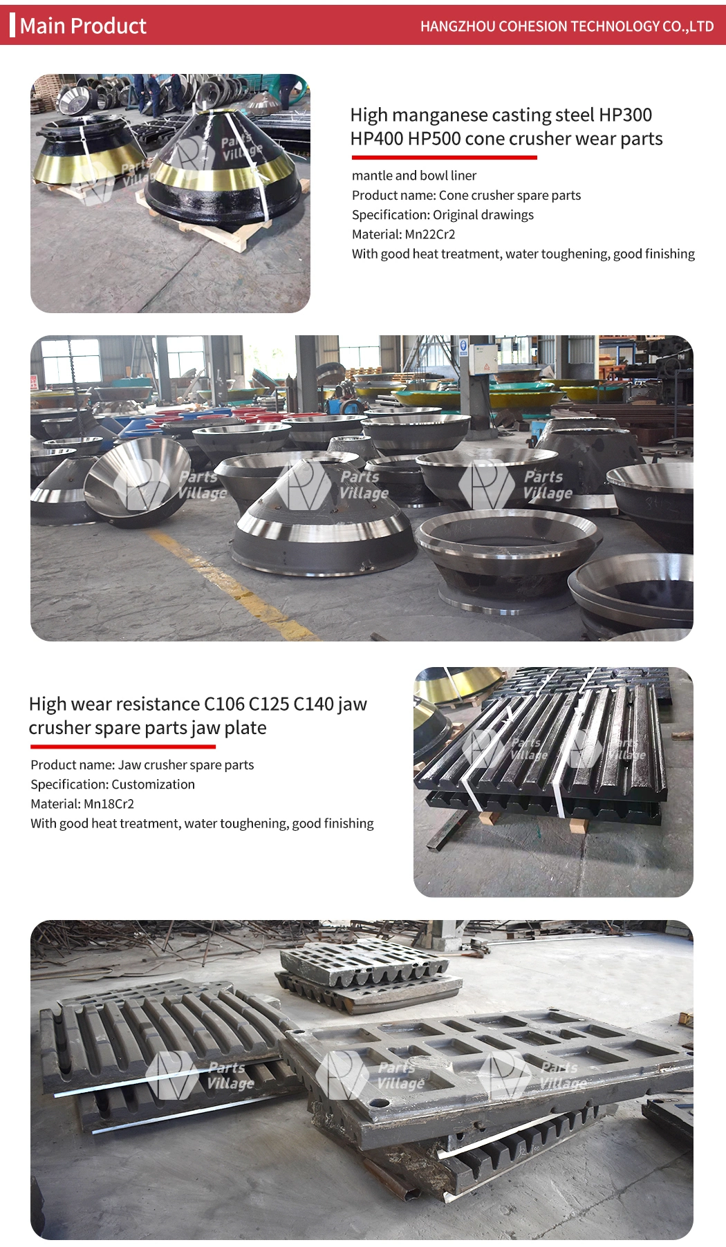 CH Series Cone Crusher Parts Suit for Metso Mantle And Concave